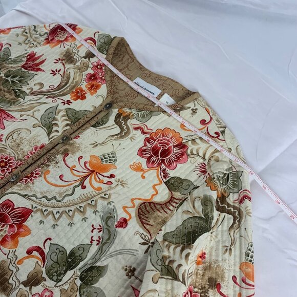 Alfred Dunner Floral Quilted Jacket Buttons Cotton Blend Womens SZ 12 Outerwear - Picture 8 of 11